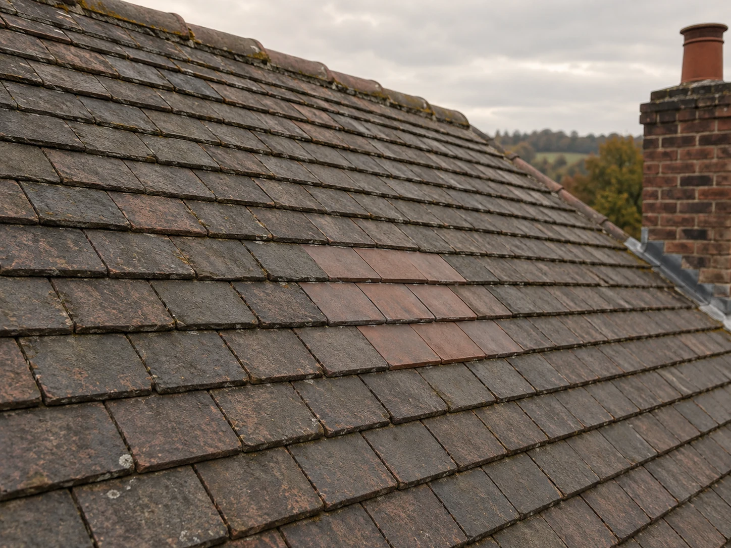 Small repaired section on an otherwise sound tiled roof